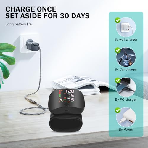 Rechargeable Wrist Blood Pressure Monitor – Dual User Memory Slots, LED Display, English Voice Function