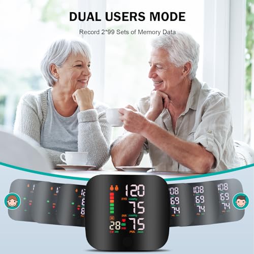Rechargeable Wrist Blood Pressure Monitor – Dual User Memory Slots, LED Display, English Voice Function